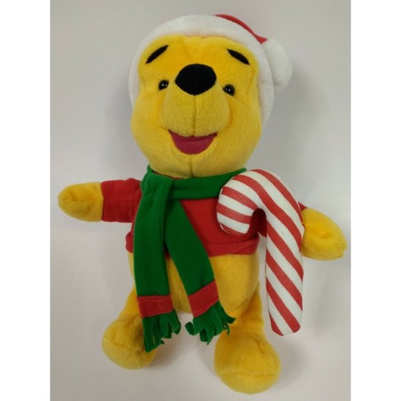 Disney Winnie the Pooh Plush Christmas Candy Cane Bear 10" Soft Toy 1998 Mattel - Picture 2 of 9